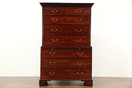 Mahogany 1840 Antique Highboy or Tall Chest on Chest, England