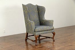 George II Style Vintage Mahogany Wing Chair, All Original, Kittinger NY #30785