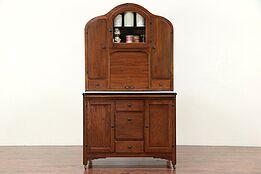 Art Deco Hoosier Oak Cabinet Kitchen Pantry Roll Top Cupboard, Goldberg #29487