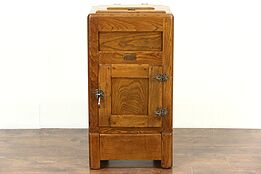Icebox Ash & Oak 1900 Antique Signed Ashwood by Ranney Refrigerator, MI