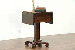 Oak Quarter Sawn 1900 Antique Dropleaf  End or Sewing Table, Nightstand