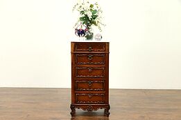 French Antique Nightstand or Double Pot Cupboard, Marble Top #31257