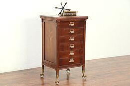 Music or File Cabinet, Drop Front Drawers, 1900 Antique Brass Claw Feet #29114
