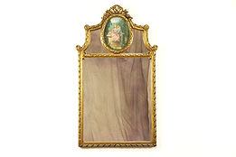 French Style Antique Carved Trumeau Mirror, Courting Painting Wissi #31332