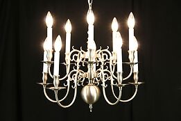Traditional 10 Candle 2 Tier Brushed Nickel Chandelier