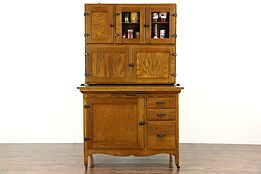 Hoosier Oak & Maple 1915 Antique Kitchen Pantry Cupboard, Flour Sifter