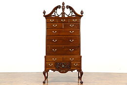 Walnut Hand Carved Georgian Antique 1825 Highboy or Chest on Chest