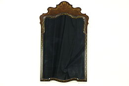 Walnut & Burl Hand Painted Wall Mirror, signed Tobey