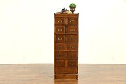 Oak Antique 12 Drawer Stacking 4x6 Library or Office File Cabinet #30864