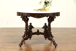 Victorian Antique 1850's Oval Marble Top Parlor, Hall or Lamp Table #31201