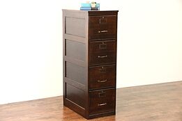 Oak 1915 Antique Library or Office 4 Drawer File Cabinet