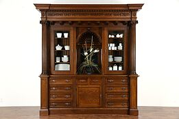 Oak Carved Antique Sideboard Cabinet or Back Bar 1899 Usinger Milwaukee Mansion