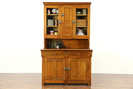 Country Kitchen 1900 Antique Pantry Cupboard, Wavy Glass Doors