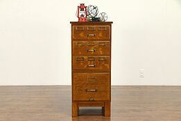 Oak Antique Stacking 4 Drawer Office or Library File Cabinet  #30855