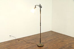 Bridge Reading or Antique Floor Lamp, Swivel Glass Shade #30953