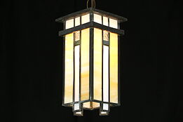 Arts & Crafts Mission 1905 Craftsman Leaded Stained Glass Ceiling Light Fixture
