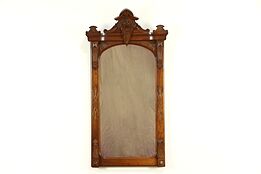Victorian Antique 1880 Hand Carved Walnut Hall Mirror #32097
