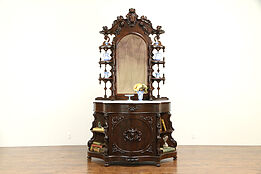 Victorian Antique Rosewood Etagere Display Cabinet, Marble Top #32124