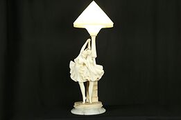 Alabaster & Marble Ballet Dancers Statue Antique Sculpture Lamp B. Errico #34447