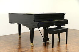 Baldwin Refurbished Antique 5' 7" Grand Piano, Ebony, Bench, Disc Player #32383