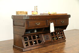 French Oak Vintage Wine & Cheese Server Counter, Kitchen Island, Utges #32326