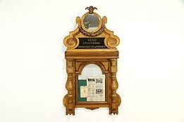 Oak Antique French Bulletin Board Architectural Salvage, 1846 Men's Club #32649
