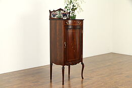 Music Cabinet, Antique Mahogany with Mirror, Pearl Marquetry #32726