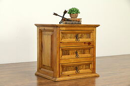 Rustic Country Pine Farmhouse Vintage Small Chest, End Table, Nightstand #32954