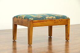 Country Pine Farmhouse Antique Footstool or Child Bench, New Upholstery #32957