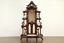 Victorian Antique Walnut Etagere Curio Display Cabinet, Marble Base #32998