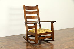 Arts & Crafts Mission Oak Antique Rocker, Craftsman Rocking Chair #33030