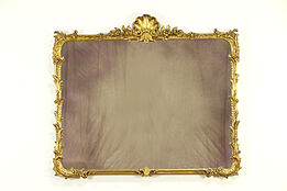 Burnished Gold Carved 1930's Vintage Mirror, Shell Motif #33065