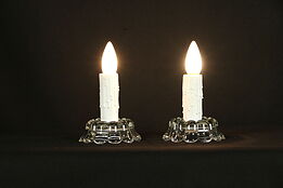Pair of 1940's Vintage Glass Candle Boudoir Lamps #33098