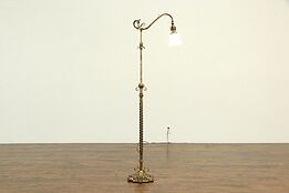 Bridge Antique Floor Reading Lamp, Adjustable Etched Glass Shade #33146