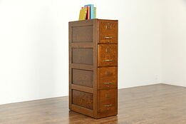 Oak Antique 4 Drawer LIbrary or Office File Cabinet, Weis #33228
