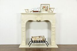 Fireplace Mantel with Carved Shell & Hearth, Vintage Faux Marble #33239