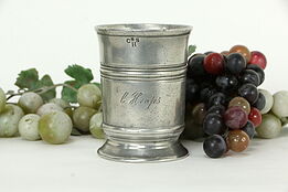 Pewter Antique English Beaker or Cup, Signature & Stamp C3 #33436