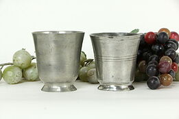 Victorian Antique English Pewter Pair of Footed Beakers or Cups C6 #33439