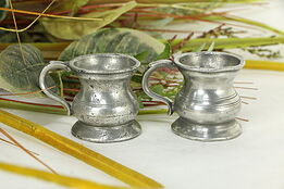 Victorian English Pewter Pair of Small Mugs or Tankards, 20 Stamps #33445