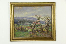 Trees in Blossom Original Antique Oil Painting Signed Henry Brandt #33519