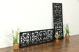 Pair of Vintage Architectural Salvage Iron Grills or Panels Grapes, Fruit #33527