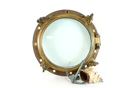 Nautical Salvage Brass Porthole Window 22"  #33697