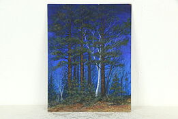 Blue Sky & Trees, Unframed Original Oil Painting, Signed 18" #33802