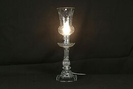 Glass Vintage Boudoir Lamp, Hurricane Shade #34077