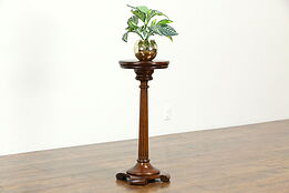 Round Quarter Sawn Oak Antique Plant Stand or Sculpture Pedestal #34130