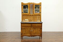 Oak Antique Hoosier Cabinet Kitchen Pantry Cupboard, Little Potts #33850