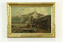 Colorado Mountain Scene, Original Vintage Oil Painting, Cox 21 1/2"  #33629