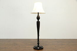 Mahogany Antique 1920 Floor Lamp, Double Sockets #34176