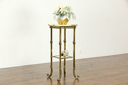 Victorian Antique Brass & Onyx Sculpture Pedestal or Plant Stand #34442