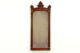 Victorian Eastlake Antique Walnut & Burl Hall Mirror #34640
